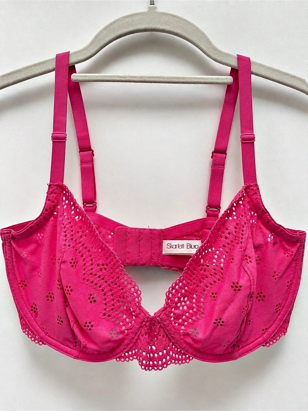 Skarlett Blue Smitten Eyelet Lace Demi Bra 34D NWT Hot Pink